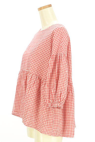 SM2（サマンサモスモス）の古着「ギンガムチェック柄９分袖ペプラムカットソー（カットソー・プルオーバー）」大画像３へ