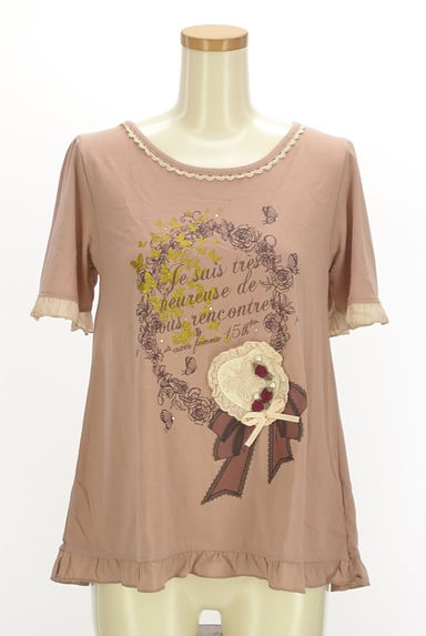 axes femme（アクシーズファム）の古着「ラメプリントフリルTシャツ（Ｔシャツ）」大画像１へ