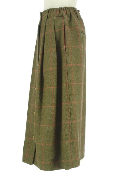 Traditional Weatherwear（トラディショナルウェザーウェア）の古着「フロントボタンチェック柄ミモレスカート（スカート）」大画像３へ