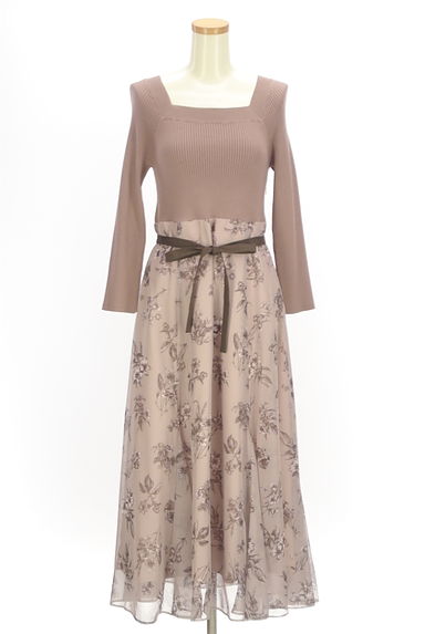 LAISSE PASSE（レッセパッセ）の古着「リブニット×花柄シフォンロングワンピース（ワンピース・チュニック）」大画像１へ