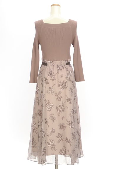 LAISSE PASSE（レッセパッセ）の古着「リブニット×花柄シフォンロングワンピース（ワンピース・チュニック）」大画像２へ