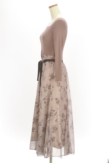 LAISSE PASSE（レッセパッセ）の古着「リブニット×花柄シフォンロングワンピース（ワンピース・チュニック）」大画像３へ