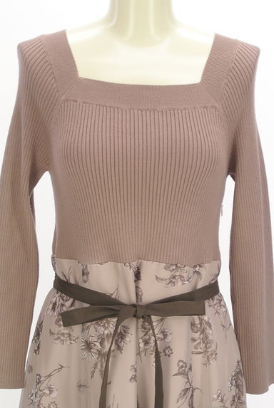 LAISSE PASSE（レッセパッセ）の古着「リブニット×花柄シフォンロングワンピース（ワンピース・チュニック）」大画像４へ