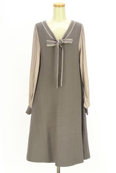 PROPORTION BODY DRESSING（プロポーションボディ ドレッシング）の古着「サテン袖膝丈ニットワンピース（ワンピース・チュニック）」大画像１へ