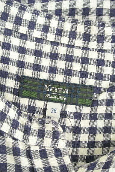 KEITH（キース）の古着「ギンガムチェック柄ノーカラーリネンブラウス（カットソー・プルオーバー）」大画像６へ