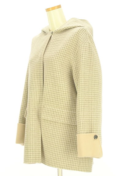 theory luxe（セオリーリュクス）の古着「ロールアップ袖チェック柄フーディミドルコート（コート）」大画像３へ