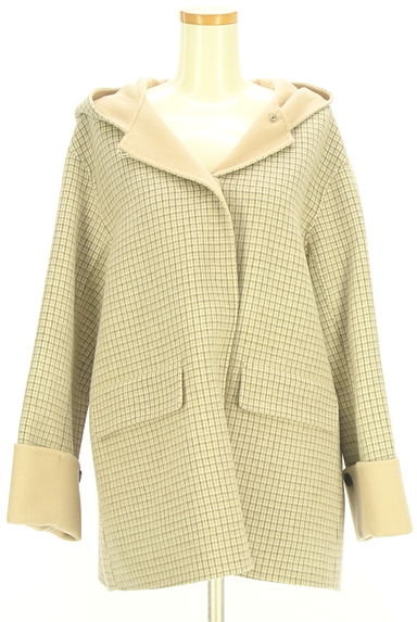 theory luxe（セオリーリュクス）の古着「ロールアップ袖チェック柄フーディミドルコート（コート）」大画像４へ