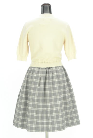 JILL by JILLSTUART（ジルバイジルスチュアート）の古着「ニット×チェック切替膝上ワンピース（ワンピース・チュニック）」大画像２へ