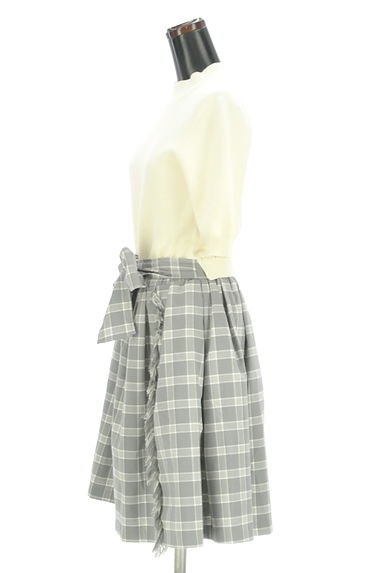 JILL by JILLSTUART（ジルバイジルスチュアート）の古着「ニット×チェック切替膝上ワンピース（ワンピース・チュニック）」大画像３へ