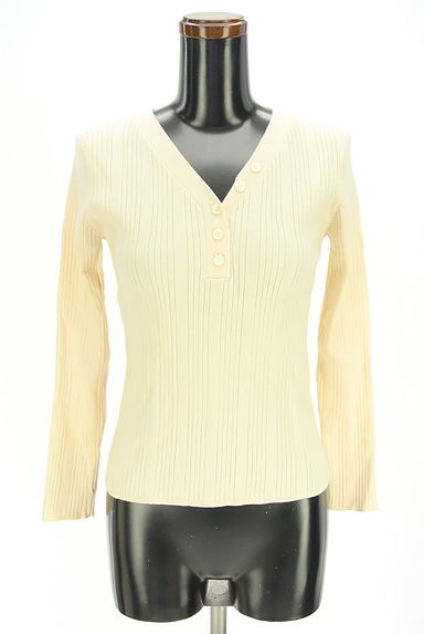 NATURAL BEAUTY BASIC（ナチュラルビューティベーシック）の古着「ヘンリーネックリブニットトップス（ニット）」大画像１へ