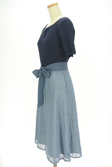 PROPORTION BODY DRESSING（プロポーションボディ ドレッシング）の古着「リブ×花柄刺繍シアーレース膝下ワンピース（ワンピース・チュニック）」大画像３へ