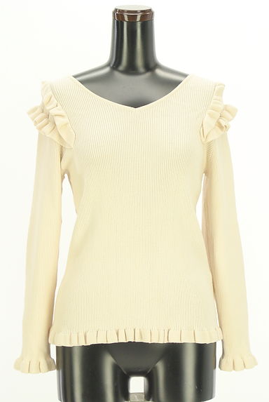 WILLSELECTION（ウィルセレクション）の古着「バックリボンフリルリブニットトップス（ニット）」大画像１へ