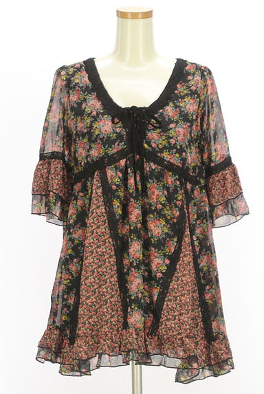 axes femme（アクシーズファム）の古着「６分袖小花柄シフォンチュニック（ワンピース・チュニック）」大画像１へ