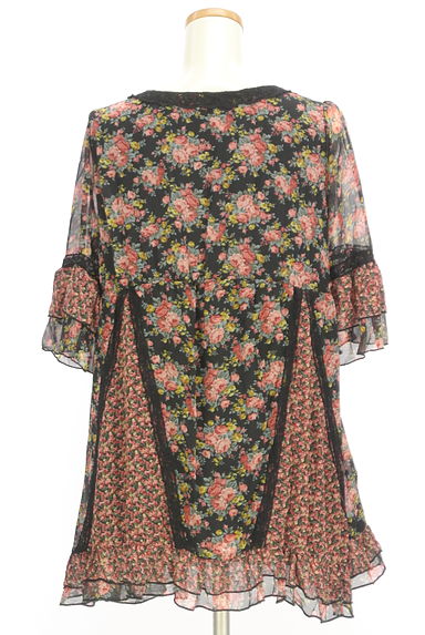 axes femme（アクシーズファム）の古着「６分袖小花柄シフォンチュニック（ワンピース・チュニック）」大画像２へ