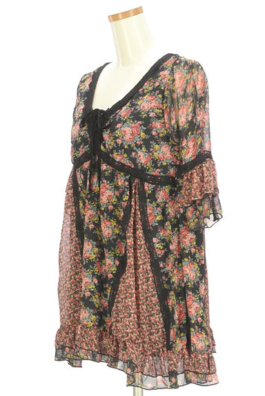 axes femme（アクシーズファム）の古着「６分袖小花柄シフォンチュニック（ワンピース・チュニック）」大画像３へ