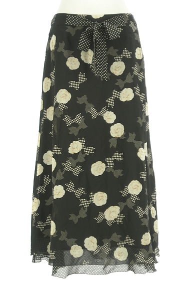 INGEBORG（インゲボルグ）の古着「ドットリボン×花柄ロングシフォンスカート（ロングスカート・マキシスカート）」大画像１へ