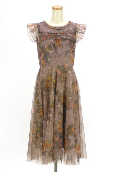 axes femme（アクシーズファム）の古着「花柄チュールミモレワンピース（ワンピース・チュニック）」大画像１へ
