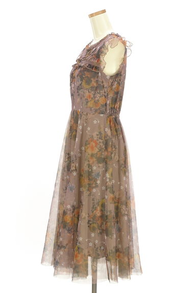axes femme（アクシーズファム）の古着「花柄チュールミモレワンピース（ワンピース・チュニック）」大画像３へ