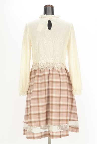 axes femme（アクシーズファム）の古着「レース×チェック膝丈ワンピース（ワンピース・チュニック）」大画像２へ