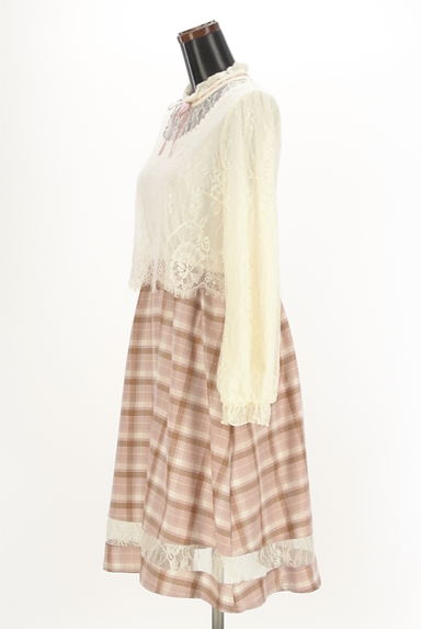 axes femme（アクシーズファム）の古着「レース×チェック膝丈ワンピース（ワンピース・チュニック）」大画像３へ