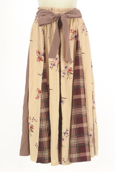 axes femme（アクシーズファム）の古着「ベルト付きチェック×花柄ロングスカート（ロングスカート・マキシスカート）」大画像１へ