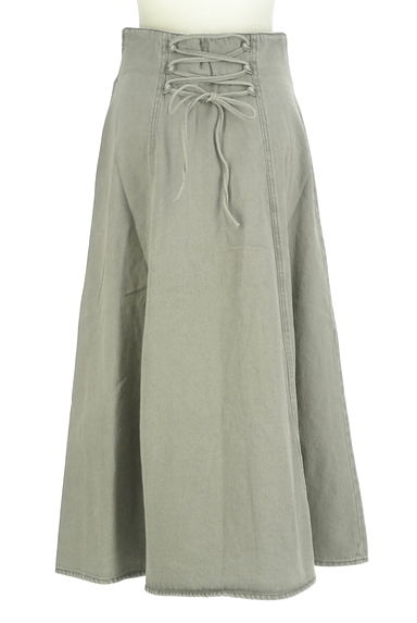 PROPORTION BODY DRESSING（プロポーションボディ ドレッシング）の古着「バックレースアップロングデニムスカート（ロングスカート・マキシスカート）」大画像２へ
