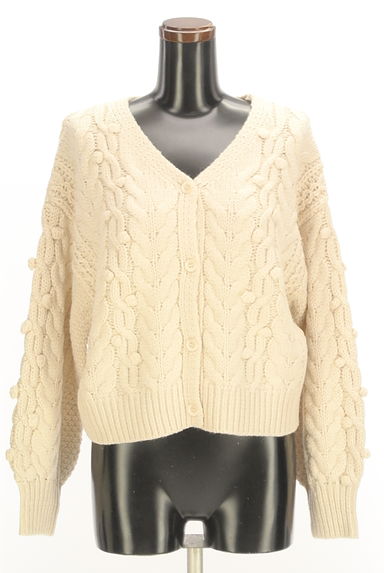 PROPORTION BODY DRESSING（プロポーションボディ ドレッシング）の古着「ポンポン付きケーブルニットトップス（カーディガン・ボレロ）」大画像１へ