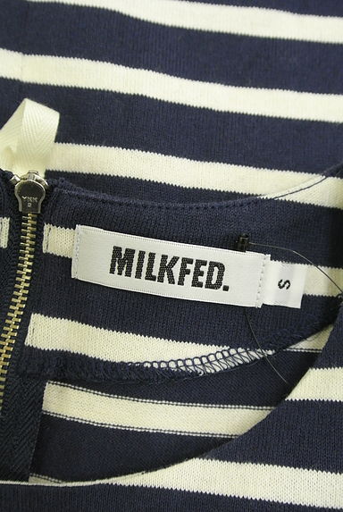 MILKFED.（ミルク フェド）の古着「フレンチスリーブ膝上ボーダーワンピース（ワンピース・チュニック）」大画像６へ