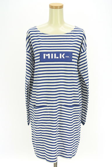 MILKFED.（ミルク フェド）の古着「ボックスロゴ膝上ボーダーワンピース（ワンピース・チュニック）」大画像１へ