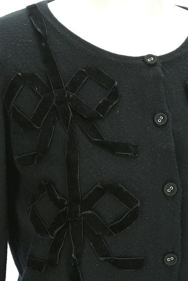 LANVIN en Bleu（ランバンオンブルー）の古着「ベロアリボンニットカーディガン（カーディガン・ボレロ）」大画像４へ