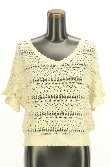 axes femme（アクシーズファム）の古着「フレンチスリーブ透かしラメニットトップス（ニット）」大画像１へ