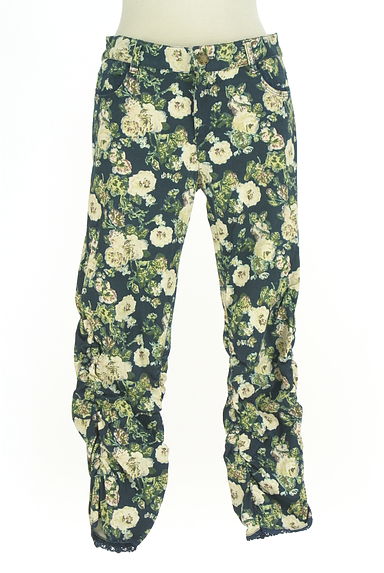 axes femme（アクシーズファム）の古着「サイドギャザー花柄クロップドパンツ（パンツ）」大画像１へ