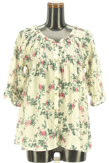 axes femme（アクシーズファム）の古着「花柄シャーリングシフォンブラウス（ブラウス）」大画像１へ