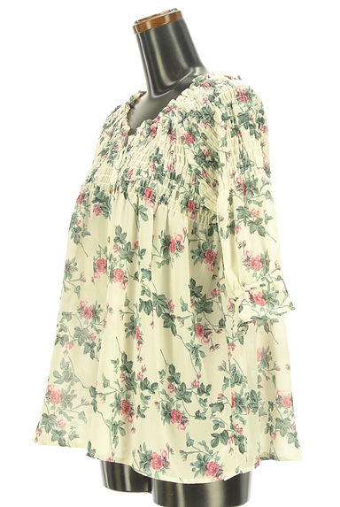 axes femme（アクシーズファム）の古着「花柄シャーリングシフォンブラウス（ブラウス）」大画像３へ