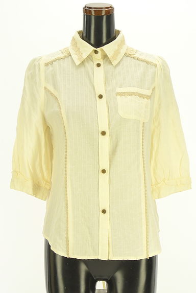axes femme（アクシーズファム）の古着「背面シフォン切替ドット×ストライプ柄ブラウス（ブラウス）」大画像１へ