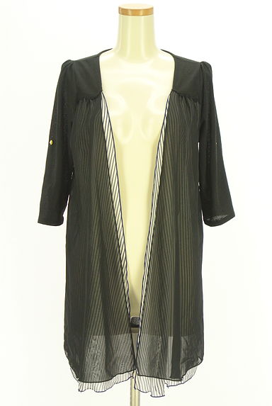 axes femme（アクシーズファム）の古着「シフォン×ストライプ切替トッパーカーディガン（カーディガン・ボレロ）」大画像１へ