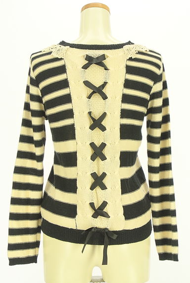 axes femme（アクシーズファム）の古着「バックレースアップボーダーニットトップス（ニット）」大画像２へ