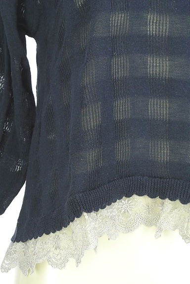 axes femme（アクシーズファム）の古着「チェック柄透かし編み七分袖ニットプルオーバー（ニット）」大画像４へ