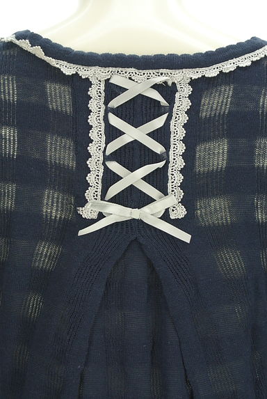 axes femme（アクシーズファム）の古着「チェック柄透かし編み七分袖ニットプルオーバー（ニット）」大画像５へ
