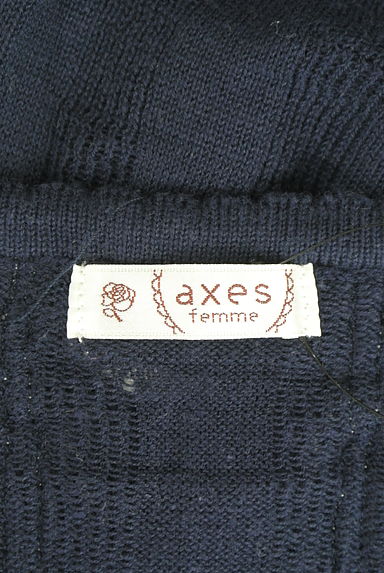 axes femme（アクシーズファム）の古着「チェック柄透かし編み七分袖ニットプルオーバー（ニット）」大画像６へ