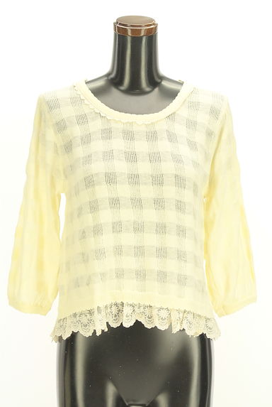 axes femme（アクシーズファム）の古着「裾レースチェック柄透かし編みニット（ニット）」大画像１へ