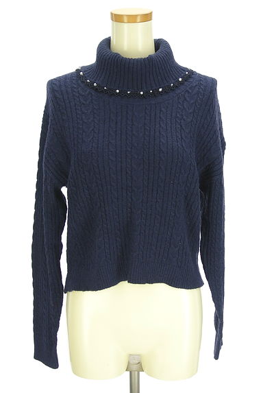 axes femme（アクシーズファム）の古着「パール付きタートルネックケーブルニット（ニット）」大画像１へ