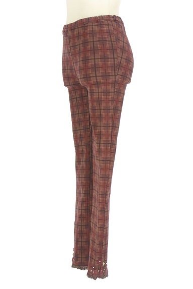 axes femme（アクシーズファム）の古着「花モチーフ付きチェック柄スキニーパンツ（パンツ）」大画像３へ