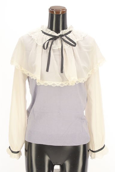 axes femme（アクシーズファム）の古着「ケープカラーシフォン袖ニットトップス（ニット）」大画像１へ