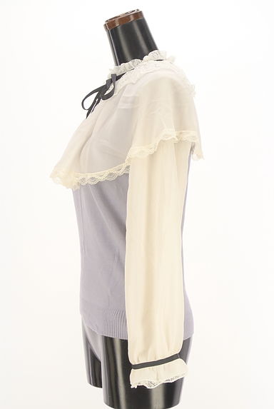 axes femme（アクシーズファム）の古着「ケープカラーシフォン袖ニットトップス（ニット）」大画像３へ