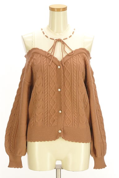 axes femme（アクシーズファム）の古着「レイヤード風オープンショルダーニットトップス（ニット）」大画像１へ