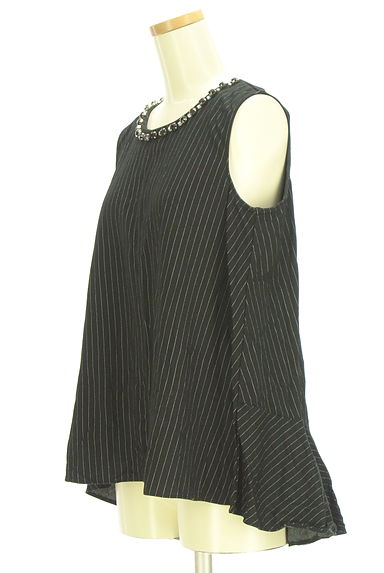 JILLSTUART（ジルスチュアート）の古着「ビジューネックピンストライプカットソー（カットソー・プルオーバー）」大画像３へ