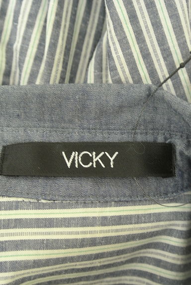 VICKY（ビッキー）の古着「綿麻ストライプシャツ（カジュアルシャツ）」大画像６へ