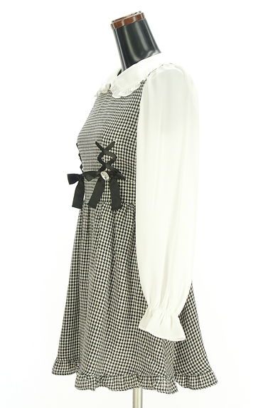 Ank Rouge（アンクルージュ）の古着「シフォン×千鳥格子柄膝上ワンピース（ワンピース・チュニック）」大画像３へ