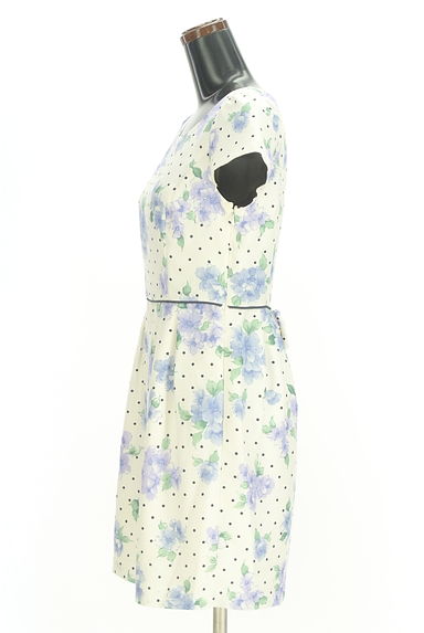 LAISSE PASSE（レッセパッセ）の古着「花×ドット柄ウエストタックワンピース（ワンピース・チュニック）」大画像３へ